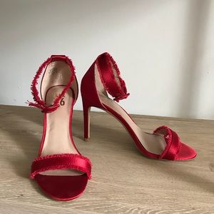 Red strappy heels